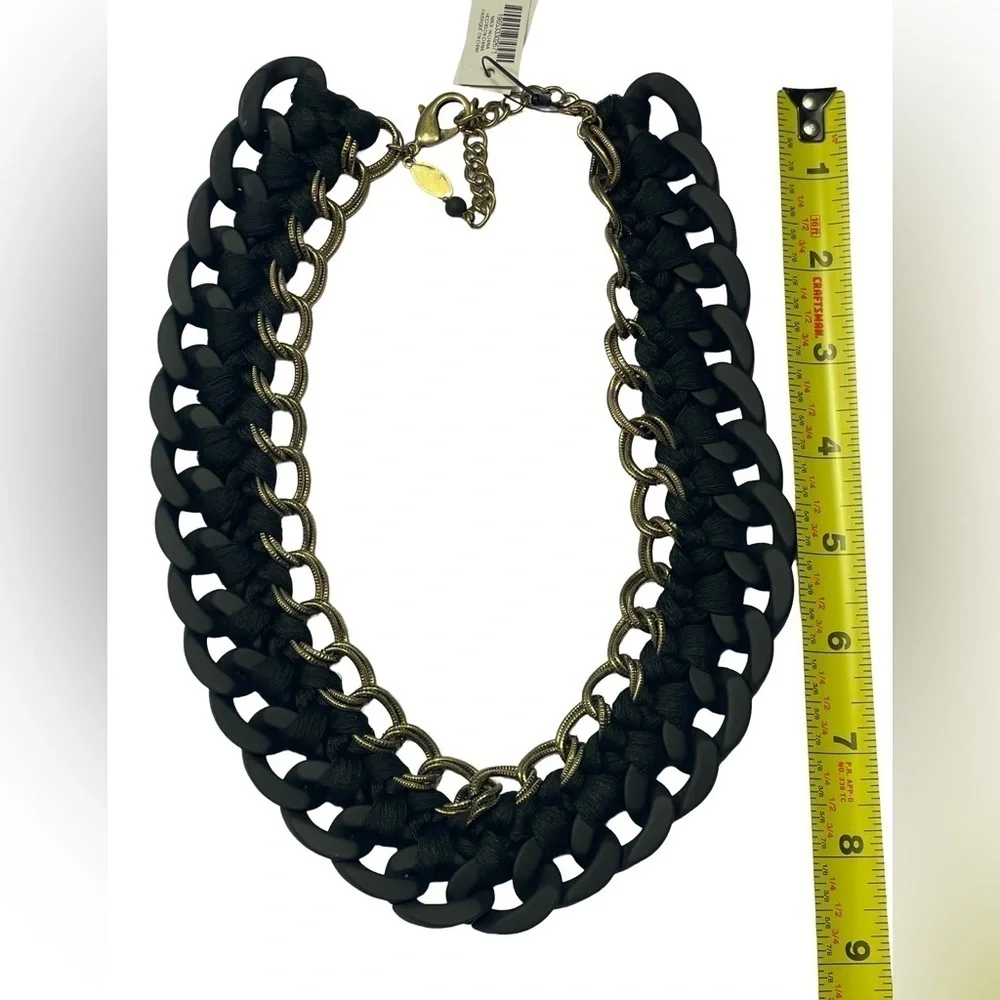 NWT Chico’s Black/Gold Links Collar Necklace - Picture 6 of 9
